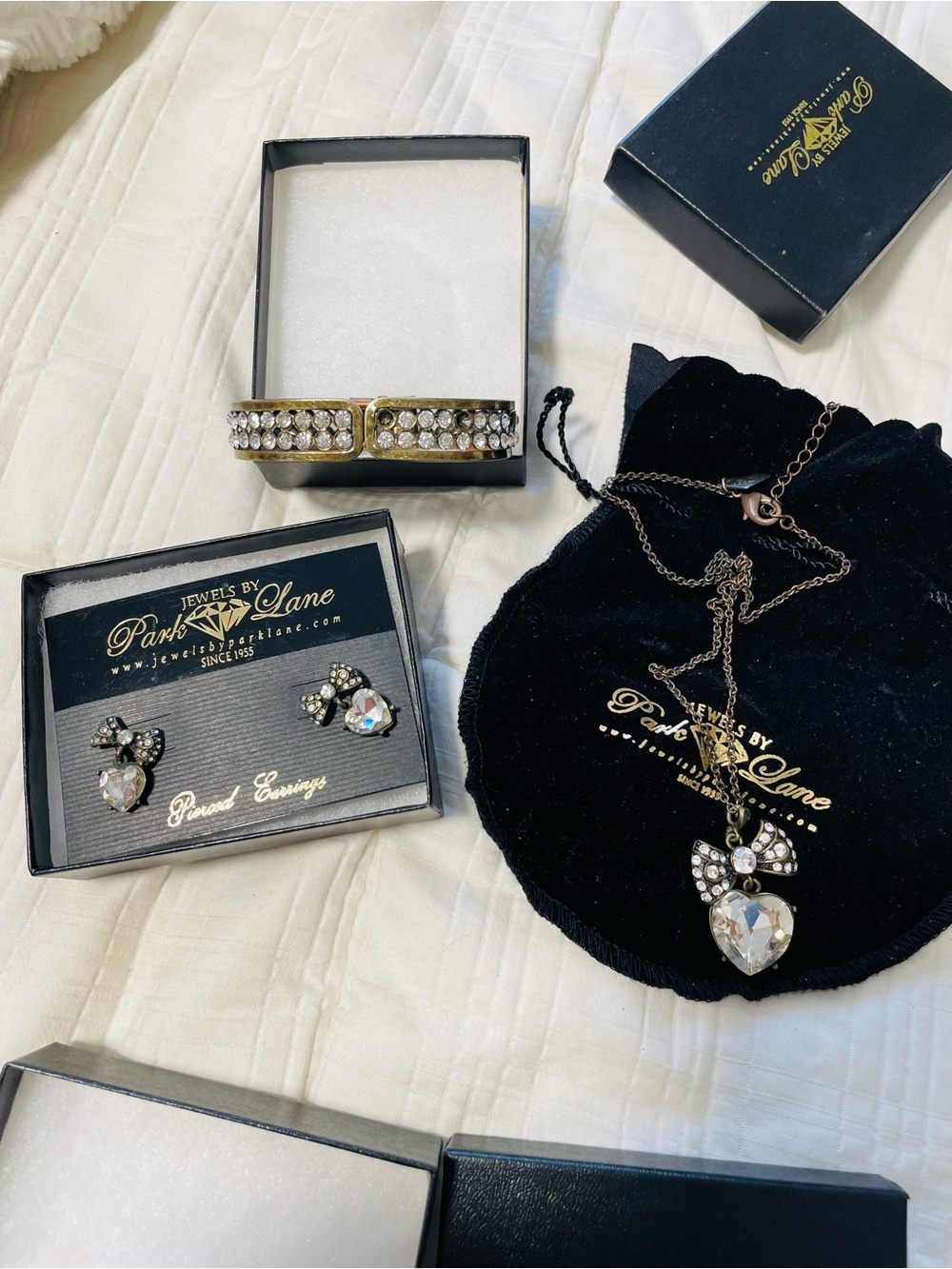 Park Lane Clear Crystal Heart Necklace with Gold-Tone Chain set